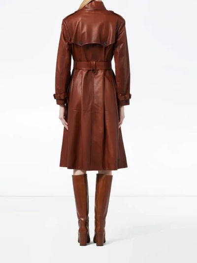 Shop Prada Nappa Leather Trench Coat In Brown