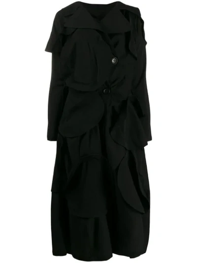 Shop Yohji Yamamoto Appliqué Detail Coat In Black