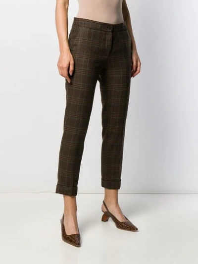 Shop Etro Checked Trousers In Green