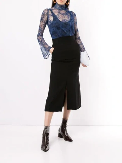 Mame Kurogouchi High Waisted Straight Skirt In Black | ModeSens