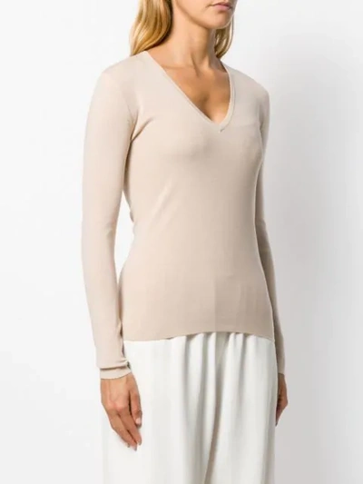 Shop Joseph V-neck Fine Knit Jumper In Neutrals