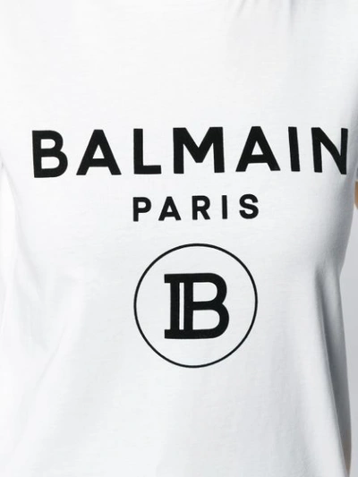 Shop Balmain Stamped Logo T-shirt In Gab Gab Blan