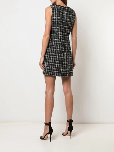 Shop Alice And Olivia Coley Tweed A-line Mini Dress In Black