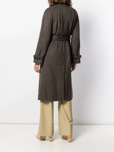 Shop Theory Checked Belted Coat In Brown