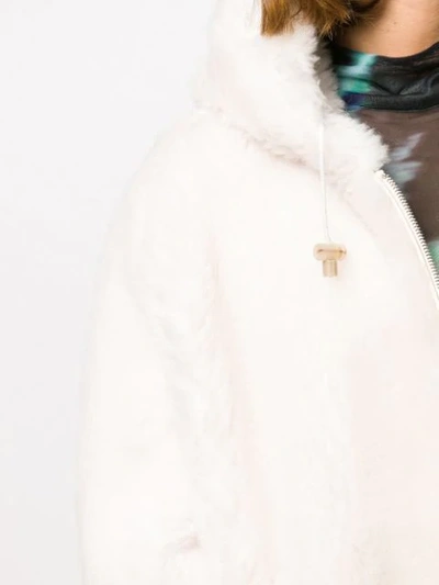 Shop Yves Salomon Meteo Hooded Coat In C11 Ivoire