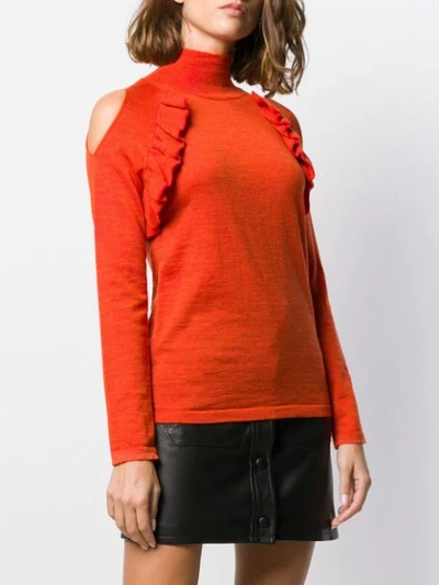 Shop Chiara Bertani Cold Shoulder Knitted Top In Orange