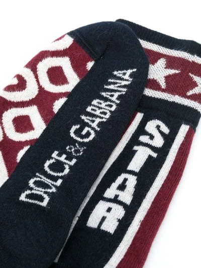 Shop Dolce & Gabbana Intarsia Logo Socks In Red