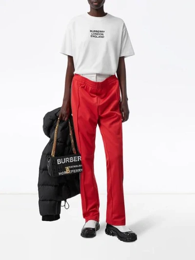 Shop Burberry Embroidered Logo Oversized T-shirt In White