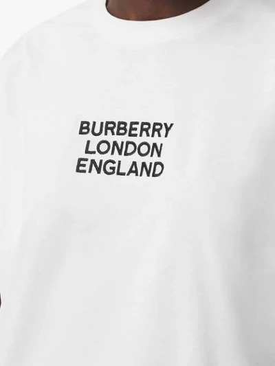 Shop Burberry Embroidered Logo Oversized T-shirt In White