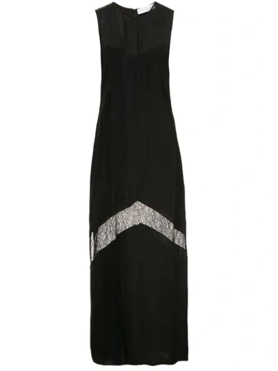 Shop Marina Moscone Lace Detail Dress In Black
