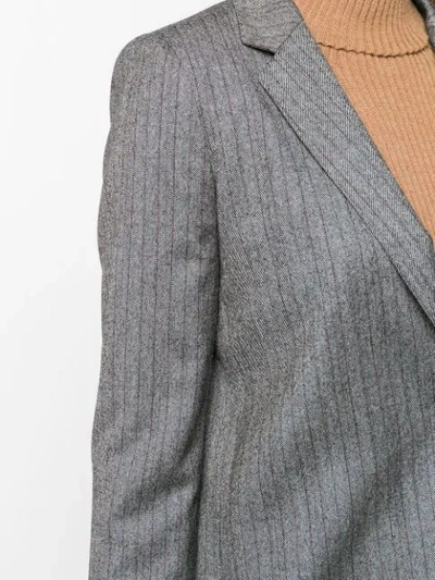 Shop Alberto Biani Striped Blazer In Grey