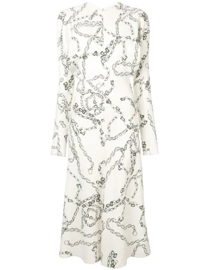 Shop Victoria Beckham Chain Print Shirt Dress In White