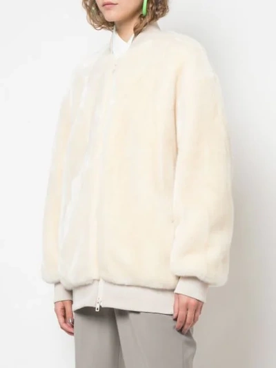 Shop Tibi Faux Fur Track Jacket In White