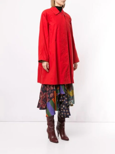 Pre-owned Burberry A-line Buttoned Coat In Red
