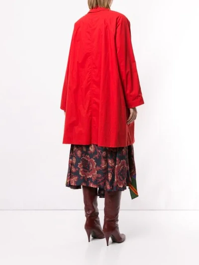 Pre-owned Burberry A-line Buttoned Coat In Red