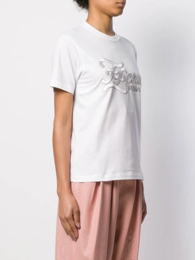 Shop Fendi Embroidered Karligraphy Motif T-shirt In White