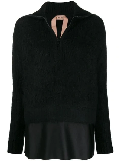 Shop N°21 Layered-hem Sweater In Black