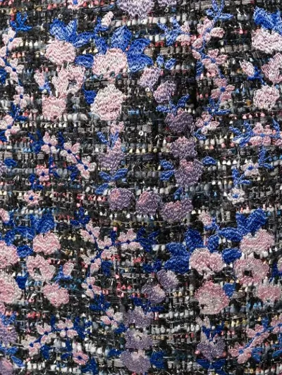 Shop Giambattista Valli Floral-embroidered Tweed Skirt In Blue