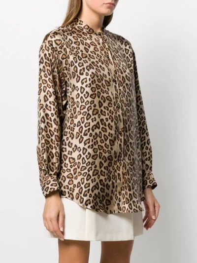 Shop Alberto Biani Silk Leopard Print Shirt In Neutrals