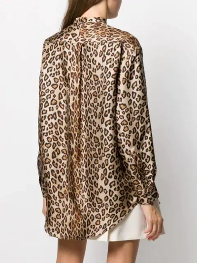 Shop Alberto Biani Silk Leopard Print Shirt In Neutrals