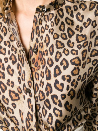 Shop Alberto Biani Silk Leopard Print Shirt In Neutrals