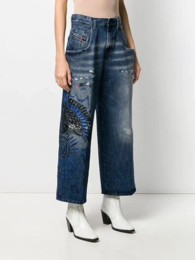 Shop Diesel Widee Wide-leg Jeans In Blue