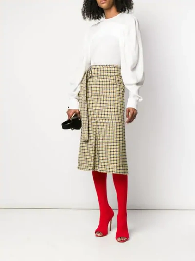 Shop Victoria Beckham Tweed Pencil Skirt In Neutrals