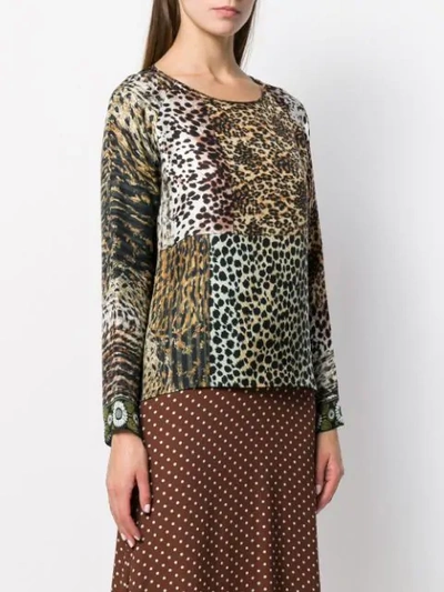 Shop Pierre-louis Mascia Animal Print Mix Top In Brown