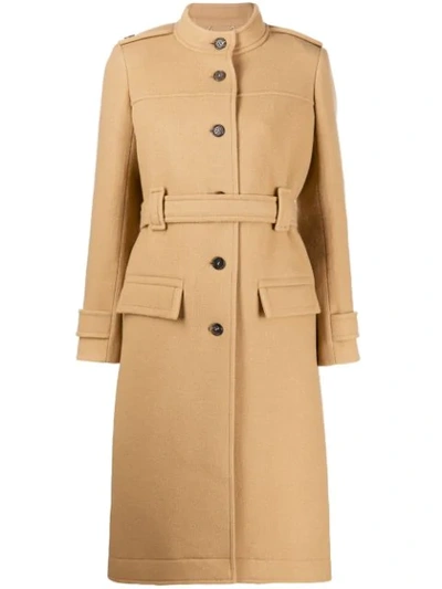 Shop Chloé Belted Single-breasted Coat In Neutrals