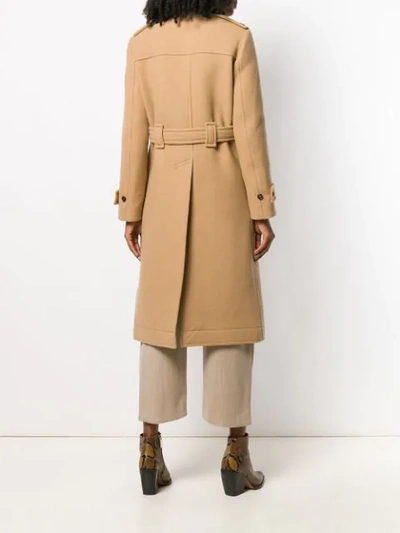 Shop Chloé Belted Single-breasted Coat In Neutrals