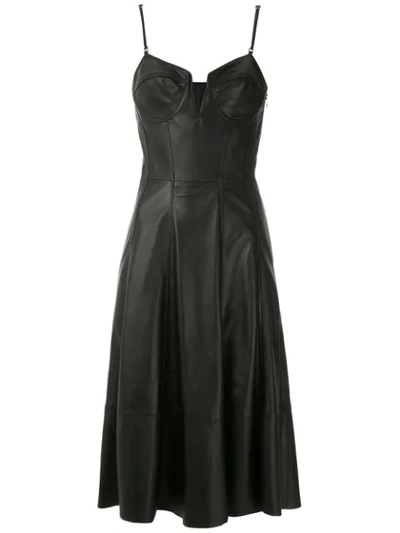 Shop Tufi Duek Flared Leather Dress In Black