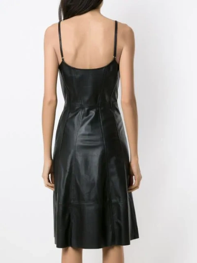 Shop Tufi Duek Flared Leather Dress In Black