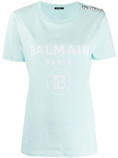 Shop Balmain T-shirt Mit Logo-print In Blue