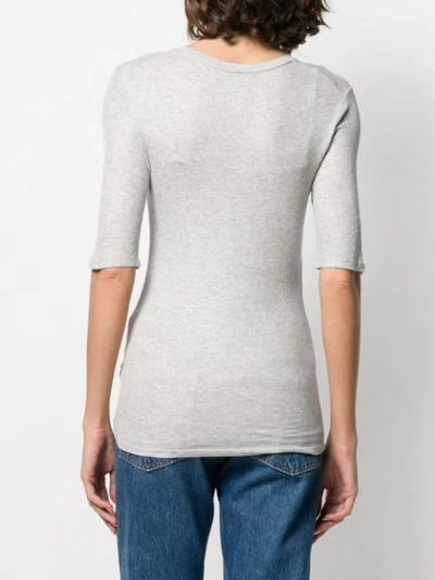 Shop Majestic Round Neck Ribbed T-shirt In Grey