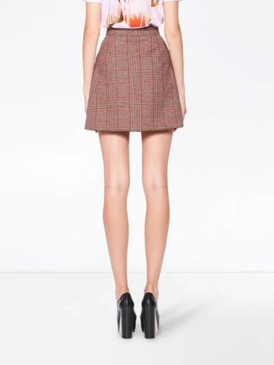 MIU MIU CHECKED MINI SKIRT - 红色