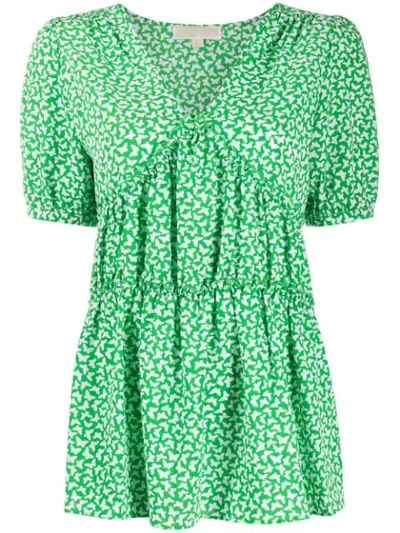 Shop Michael Michael Kors Butterfly Print Blouse In Green