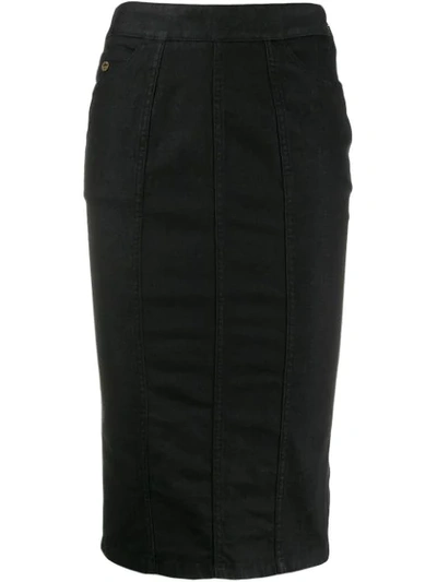 Pre-owned Gucci 2000's Denim Pencil Skirt In Black