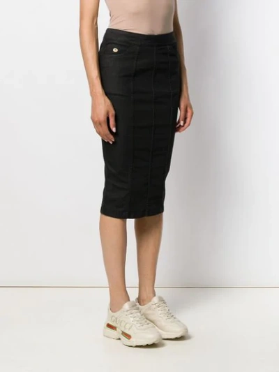 Pre-owned Gucci 2000's Denim Pencil Skirt In Black