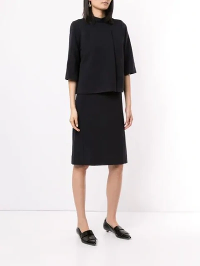 Shop Anteprima Layered Shift Dress In Navy 105