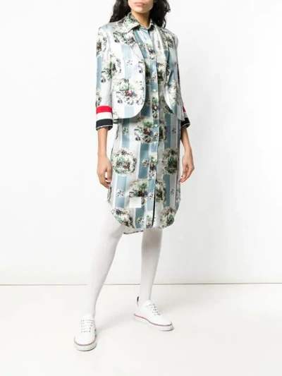 Shop Thom Browne Graphic-print Striped Shirt Dress In Grey