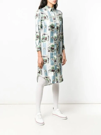 Shop Thom Browne Graphic-print Striped Shirt Dress In Grey
