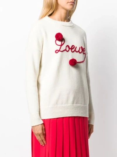 Shop Loewe Pompom Logo Jumper In Neutrals