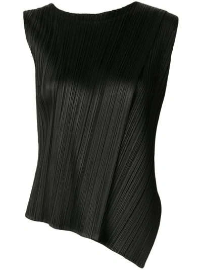 Shop Issey Miyake Double Layered Pleated Tank Top In Black