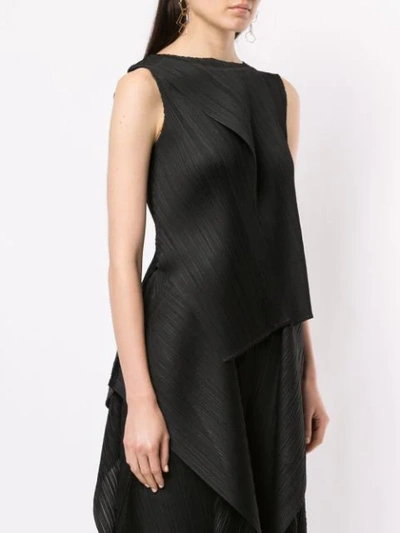 Shop Issey Miyake Double Layered Pleated Tank Top In Black