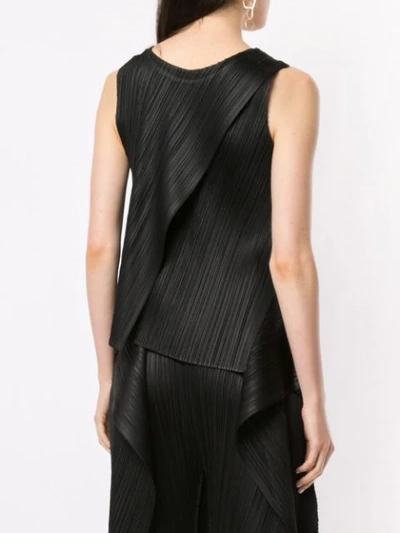 Shop Issey Miyake Double Layered Pleated Tank Top In Black