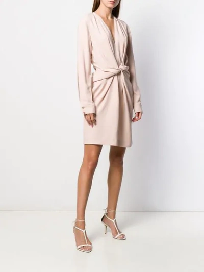 Shop Stella Mccartney Twist-front Split-sleeve Dress In Pink