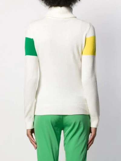 Perfect Moment Intarsia Merino Wool Turtleneck Sweater In Neutrals