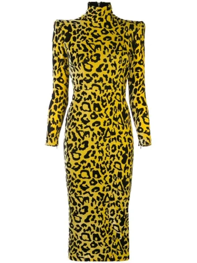 Shop Alex Perry Miles Leopard Print Dress In Yellow