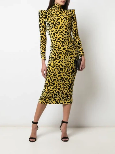 Shop Alex Perry Miles Leopard Print Dress In Yellow