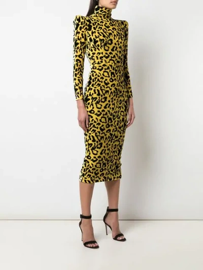 Shop Alex Perry Miles Leopard Print Dress In Yellow